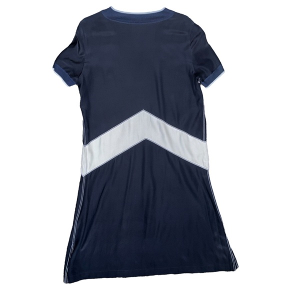 Rag & Bone Navy Blue 100% Silk Chevron Dress - Size Small - Picture 15 of 15